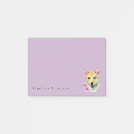 Shiba Inu met Sakura Waterverf Painting Post-it® Notes (Voorkant)