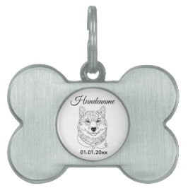 Shiba Inu Minimalist Line Art Personalized Tag Huisdieren Naamplaatje