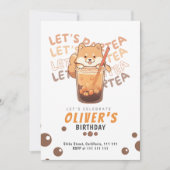 Shiba Inu Modern verjaardagsfeest voor Kind Bedankkaart (Voorkant)