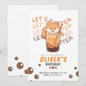 Shiba Inu Modern verjaardagsfeest voor Kind Bedankkaart (Voorkant / Achterkant)