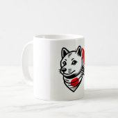 Shiba Inu Mug with Japanese Flag Scarf Koffiemok (Voorkant links)