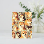 Shiba Inu naadloos patroon Briefkaart (Staand voorkant)