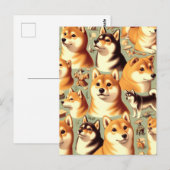 Shiba Inu naadloos patroon Briefkaart (Voorkant / Achterkant)