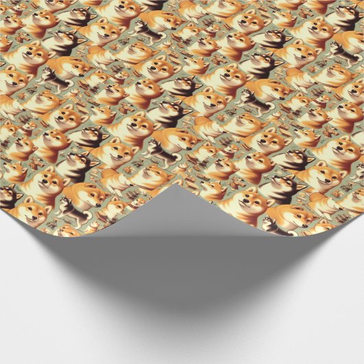  Shiba Inu naadloos patroon Cadeaupapier (Hoek)