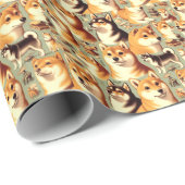  Shiba Inu naadloos patroon Cadeaupapier (Rol Hoek)