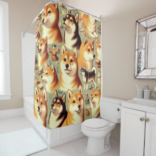  Shiba Inu naadloos patroon Douchegordijn