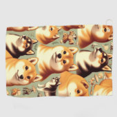  Shiba Inu naadloos patroon Golfhanddoek (Horizontaal)