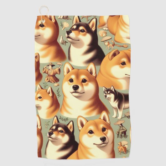  Shiba Inu naadloos patroon Golfhanddoek (Voorkant)