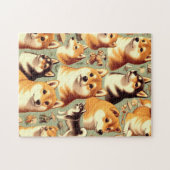  Shiba Inu naadloos patroon Legpuzzel (Horizontaal)