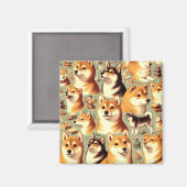  Shiba Inu naadloos patroon Magneet (Voorkant / Achterkant)