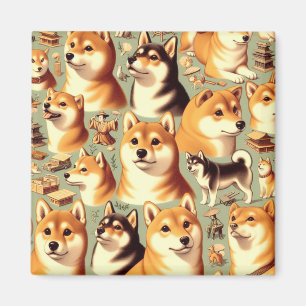  Shiba Inu naadloos patroon Magneet