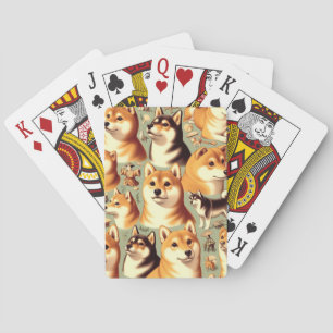  Shiba Inu naadloos patroon Pokerkaarten