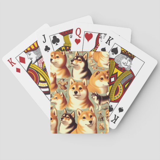  Shiba Inu naadloos patroon Pokerkaarten (Achterkant)