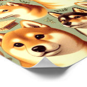  Shiba Inu naadloos patroon Poster (Hoek)
