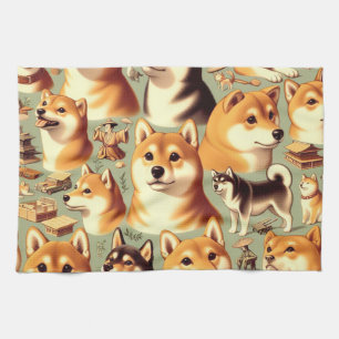  Shiba Inu naadloos patroon Theedoek