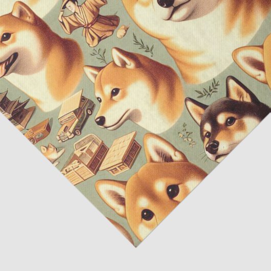 Shiba Inu naadloos patroon Tissuepapier (Detail)