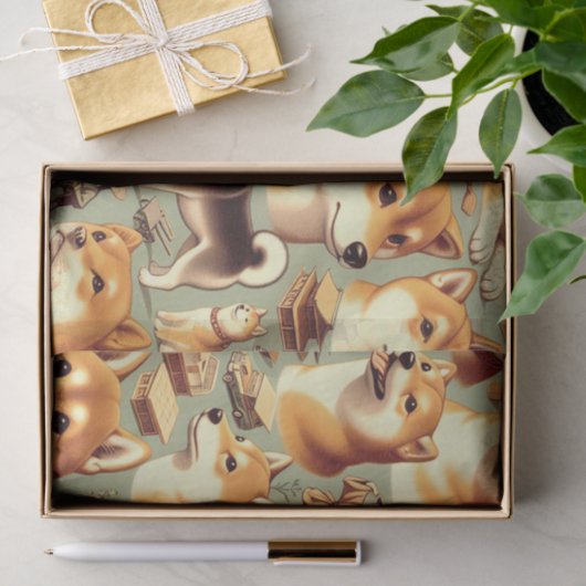 Shiba Inu naadloos patroon Tissuepapier (Geschenk)