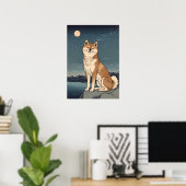 Shiba Inu Nachtelijke Hemel Poster (Thuiskantoor)