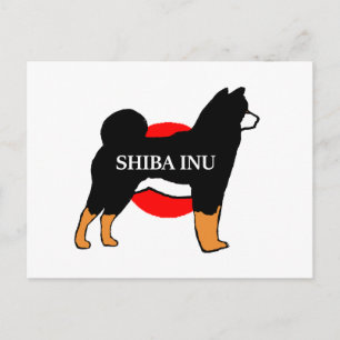 shiba inu name silhouette op Japanse vlag zwart en Briefkaart