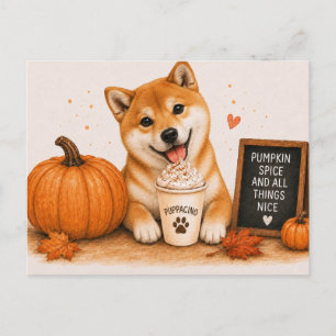 Shiba Inu Nodigt Uit Tot Pumpkin Spice Puppaccino Briefkaart