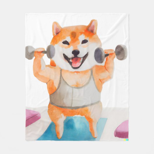 Shiba Inu Oefenen Yoga Plein Fleece Deken (Voorkant)