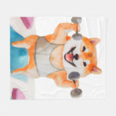 Shiba Inu Oefenen Yoga Plein Fleece Deken (Voorkant (Horizontaal))