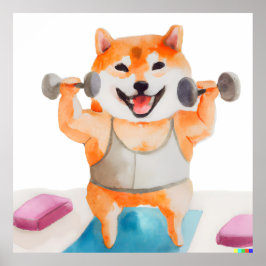 Shiba Inu Oefenen Yoga Plein Poster