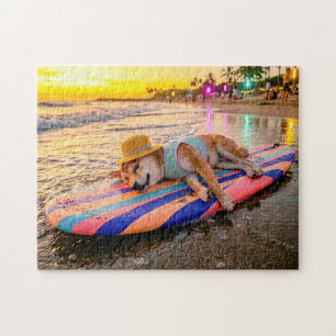 Shiba Inu ontspant op Sunset Surfboard Legpuzzel