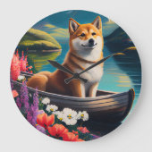 Shiba Inu op een peddel: Een Schilderachtig avontu Grote Klok (Voorkant)