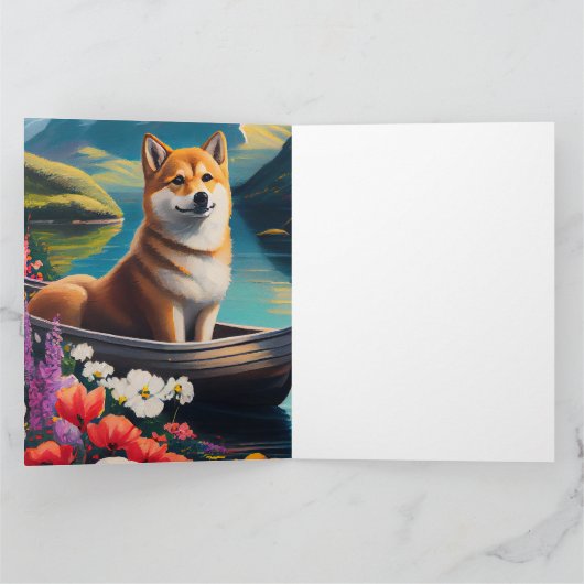Shiba Inu op een peddel: Een Schilderachtig avontu Kaart (Binnen)