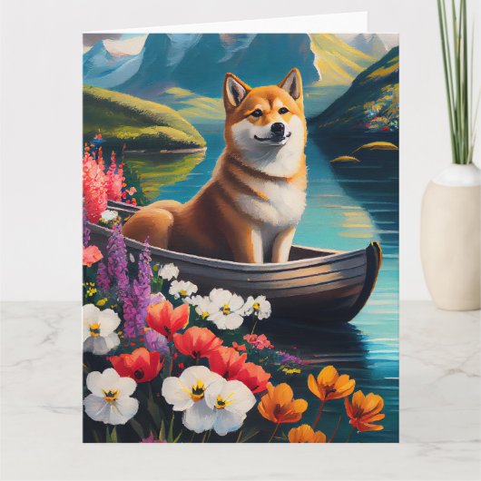 Shiba Inu op een peddel: Een Schilderachtig avontu Kaart (Voorkant)