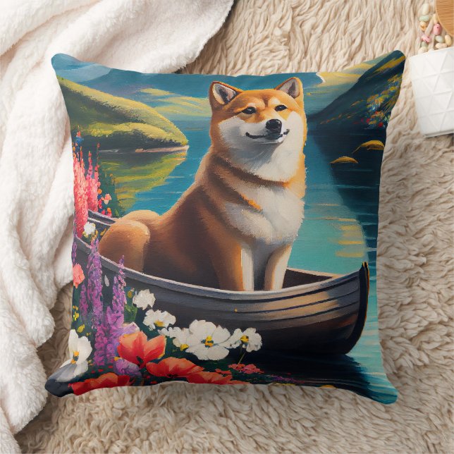 Shiba Inu op een peddel: Een Schilderachtig avontu Kussen (Deken)