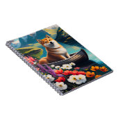 Shiba Inu op een peddel: Een Schilderachtig avontu Notitieboek (Rechterzijde)