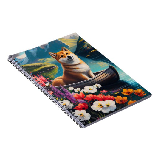 Shiba Inu op een peddel: Een Schilderachtig avontu Notitieboek (Rechterzijde)