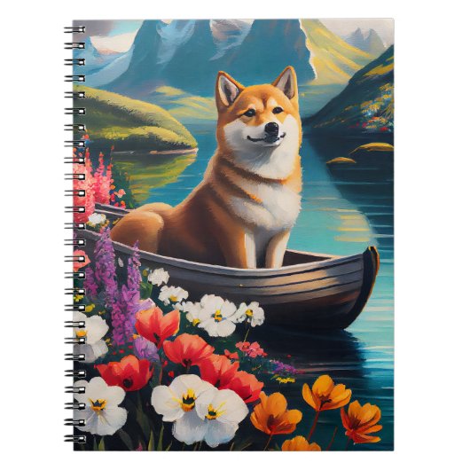 Shiba Inu op een peddel: Een Schilderachtig avontu Notitieboek (Voorkant)