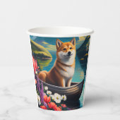 Shiba Inu op een peddel: Een Schilderachtig avontu Papieren Bekers (Achterkant)