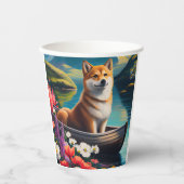 Shiba Inu op een peddel: Een Schilderachtig avontu Papieren Bekers (Voorkant)