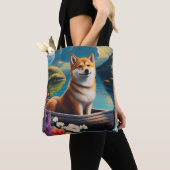 Shiba Inu op een peddel: Een Schilderachtig avontu Tote Bag (Dichtbij)
