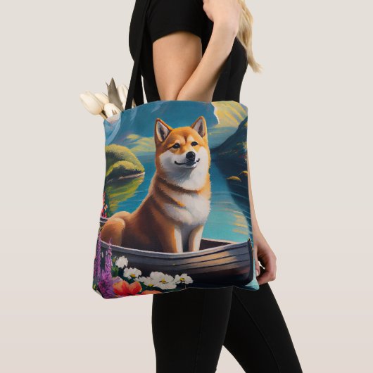 Shiba Inu op een peddel: Een Schilderachtig avontu Tote Bag (Dichtbij)