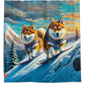 Shiba Inu op Snowboards 02 Design: Rich AMeN Gill Douchegordijn (Voorkant)