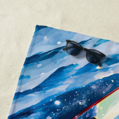 Shiba Inu op snowboards ontwerp van Rich AMeN Gill Strandlaken (In situ)