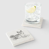 Shiba Inu Original Painting 2 Dog Year 2018 Stone Stenen Onderzetter (Zijkant)