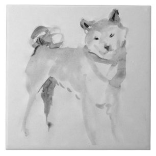 Shiba Inu Original Painting 3 Dog Year Birthday T Tegeltje