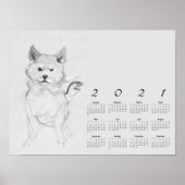 Shiba Inu Original Painting 4 Calendar Poster 2021 (Voorkant)