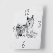 Shiba Inu Original Painting Dog Year Birthday WC2 Vierkante Klok (Hoek)