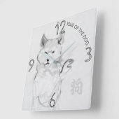 Shiba Inu Original Painting Dog Year Birthday WC4 Vierkante Klok (Hoek)