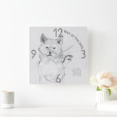 Shiba Inu Original Painting Dog Year Birthday WC4 Vierkante Klok (Huis)