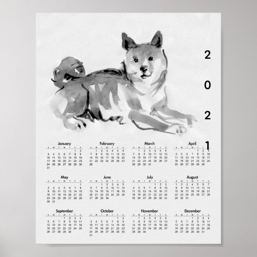 Shiba Inu Originele Schilderij 2 Agenda Poster 202 (Voorkant)