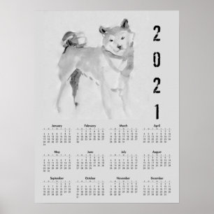 Shiba Inu Originele Schilderij 3 Agenda Poster 202