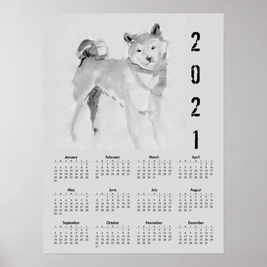 Shiba Inu Originele Schilderij 3 Kalender Poster 2 (Voorkant)